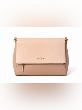 kate spade Blush Pink Leather Fold-Over Clutch with Gold Hardware